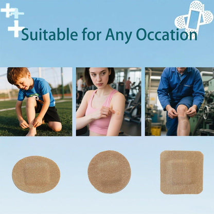 120 Stück atmungsaktive Stoffpflaster, kleine runde, ovale und quadratische flexible Klebestreifen für Gesicht und kleine Wunden (Multi-Style)