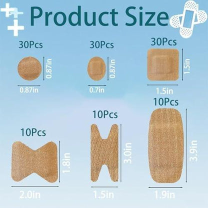 120 Stück atmungsaktive Stoffpflaster, kleine runde, ovale und quadratische flexible Klebestreifen für Gesicht und kleine Wunden (Multi-Style)
