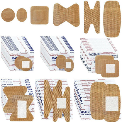 120 Stück atmungsaktive Stoffpflaster, kleine runde, ovale und quadratische flexible Klebestreifen für Gesicht und kleine Wunden (Multi-Style)