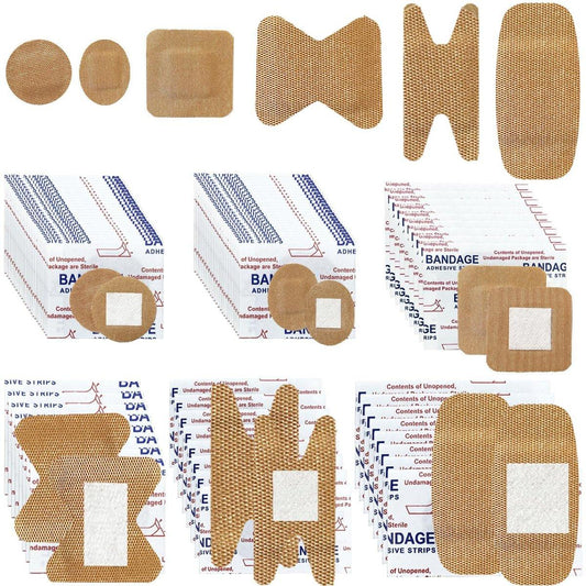 120 Stück atmungsaktive Stoffpflaster, kleine runde, ovale und quadratische flexible Klebestreifen für Gesicht und kleine Wunden (Multi-Style)