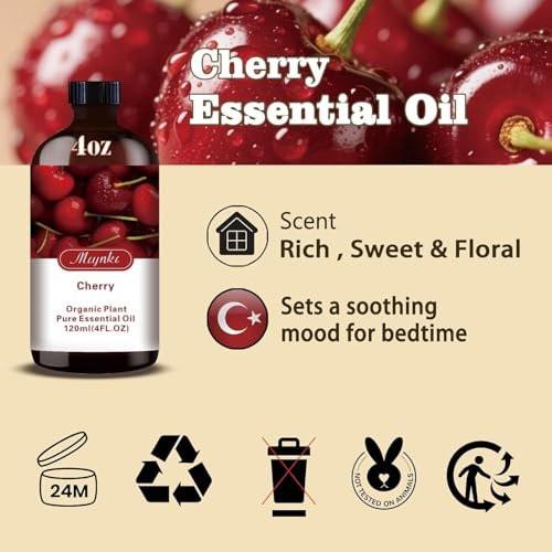 Kirsch Duftöl – Kirsch Aromaöl für Diffuser, Luftbefeuchter, DIY Kerzen, Seife, süßer Duft, Zuhause, Büro, geschenkbereit – MLYNKL Kirschöl (130 ml / 4,33 fl oz)