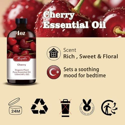 Kirsch Duftöl – Kirsch Aromaöl für Diffuser, Luftbefeuchter, DIY Kerzen, Seife, süßer Duft, Zuhause, Büro, geschenkbereit – MLYNKL Kirschöl (130 ml / 4,33 fl oz)