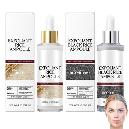 Reis-Exfoliant-Ampullen Duo – Schwarze & Weiße Gesichts-Peeling-Lösung, Feuchtigkeitsspendender Porenverfeinerer, 2er-Pack, 100 ml