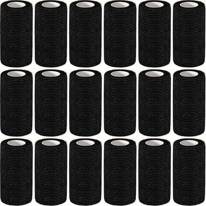 AZEN 18er-Pack selbstklebende elastische Bandage, 4" x 5 Yards, schwarzes Athletik-Tape, Tattoo-Grip-Tape, Vet-Wrap, Knöchel-Tape
