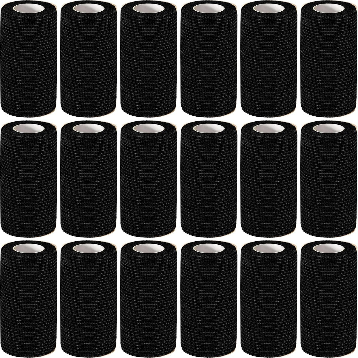 AZEN 18er-Pack selbstklebende elastische Bandage, 4" x 5 Yards, schwarzes Athletik-Tape, Tattoo-Grip-Tape, Vet-Wrap, Knöchel-Tape