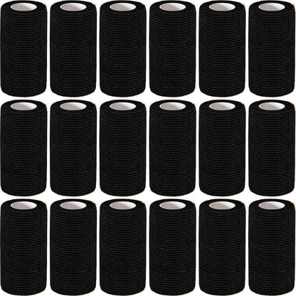 AZEN 18er-Pack selbstklebende elastische Bandage, 4" x 5 Yards, schwarzes Athletik-Tape, Tattoo-Grip-Tape, Vet-Wrap, Knöchel-Tape
