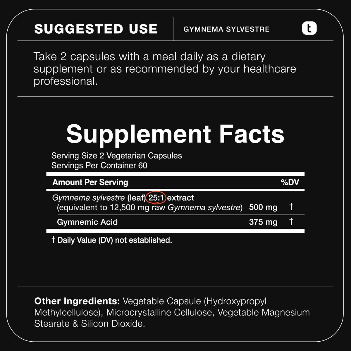 Toniiq Gymnema Sylvestre – Ultrahochwirksamer 25:1 Extrakt, standardisiert auf 75% Gymnemsäuren – 500 mg klinische Dosis – dreifach auf Reinheit getestet – 120 vegane Kapseln