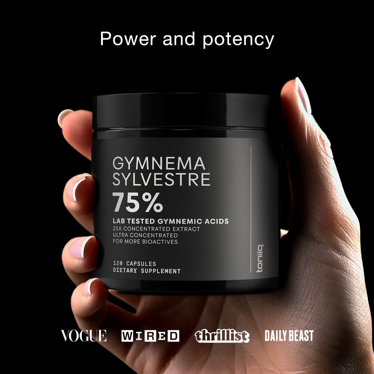 Toniiq Gymnema Sylvestre – Ultrahochwirksamer 25:1 Extrakt, standardisiert auf 75% Gymnemsäuren – 500 mg klinische Dosis – dreifach auf Reinheit getestet – 120 vegane Kapseln