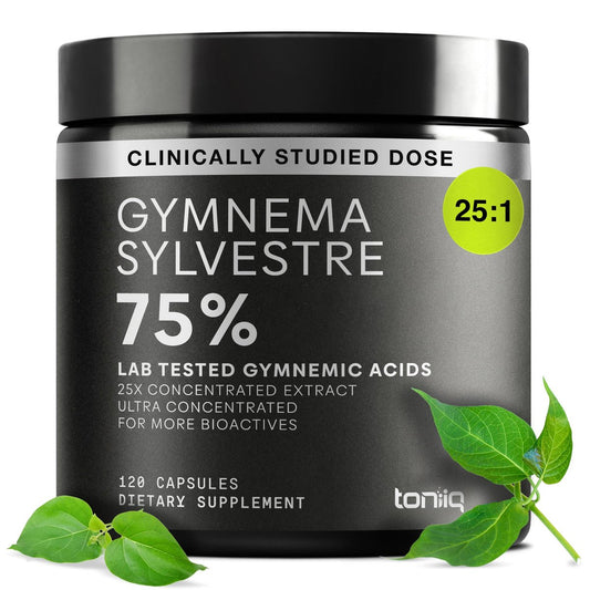 Toniiq Gymnema Sylvestre – Ultrahochwirksamer 25:1 Extrakt, standardisiert auf 75% Gymnemsäuren – 500 mg klinische Dosis – dreifach auf Reinheit getestet – 120 vegane Kapseln