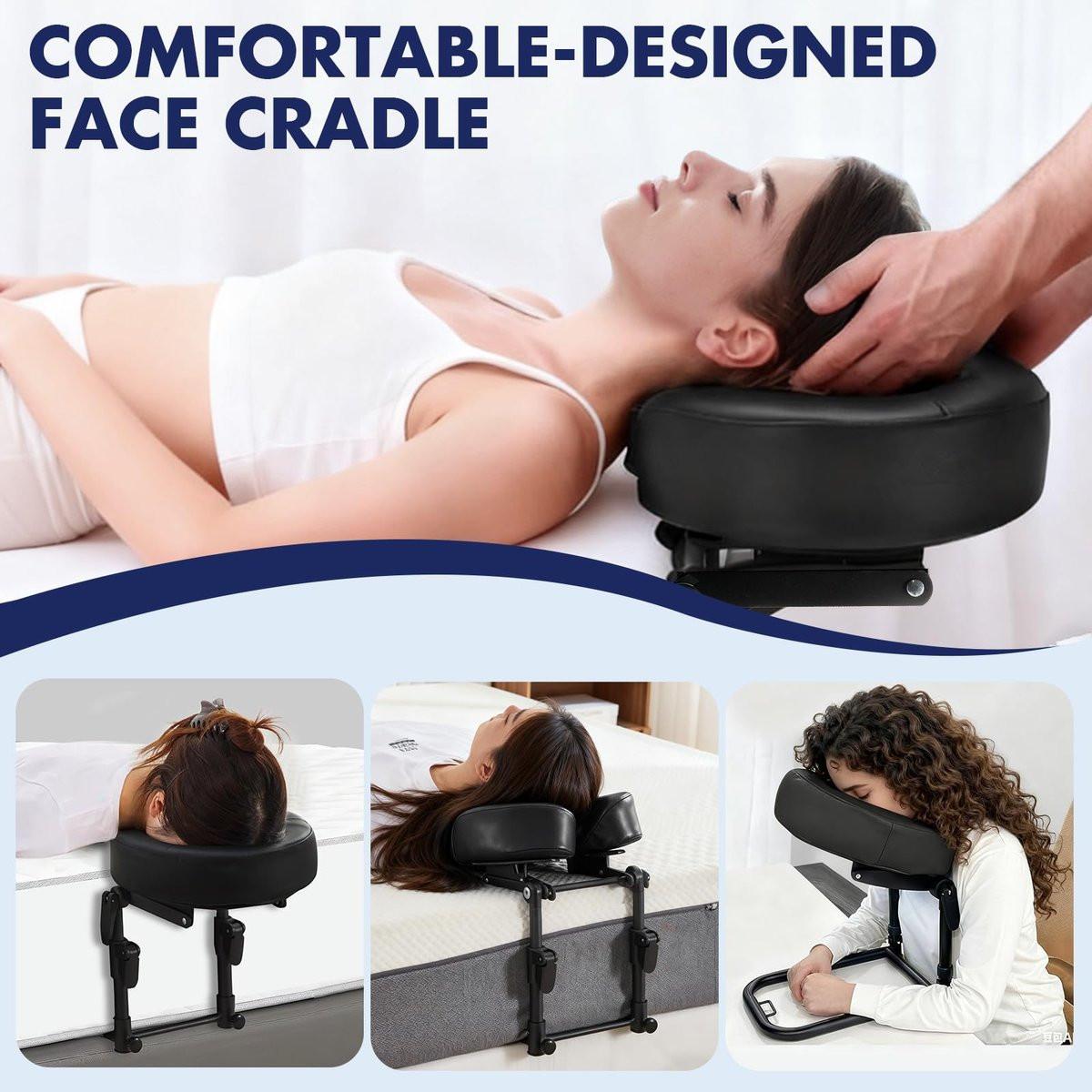 KONOVOLY Massage-Kopfstütze für das Bett, Massage-Matratzen-Kopfaufsatz für Zuhause, verstellbare Gesichtsauflage für Massagetische, Kissen für die Erholung nach Augenoperationen (Schwarz)
