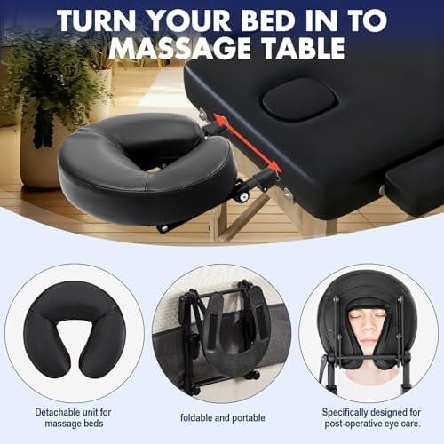 KONOVOLY Massage-Kopfstütze für das Bett, Massage-Matratzen-Kopfaufsatz für Zuhause, verstellbare Gesichtsauflage für Massagetische, Kissen für die Erholung nach Augenoperationen (Schwarz)