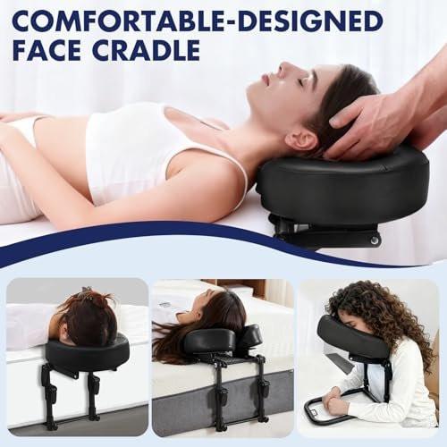 KONOVOLY Massage-Kopfstütze für das Bett, Massage-Matratzen-Kopfaufsatz für Zuhause, verstellbare Gesichtsauflage für Massagetische, Kissen für die Erholung nach Augenoperationen (Schwarz)