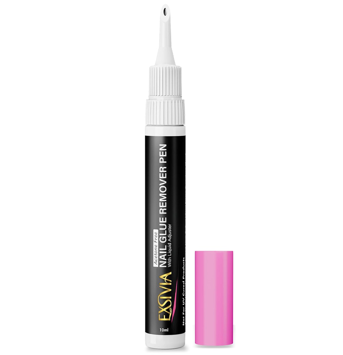 EXSIVIA Nagelkleber-Entferner-Stift 10 ml nachfüllbar, acetonfrei, Präzisionsdüse mit Nagelhautschieber, entfernt Press-On-Nägel & Kleber sicher, sanft zu natürlichen Nägeln, geruchlos