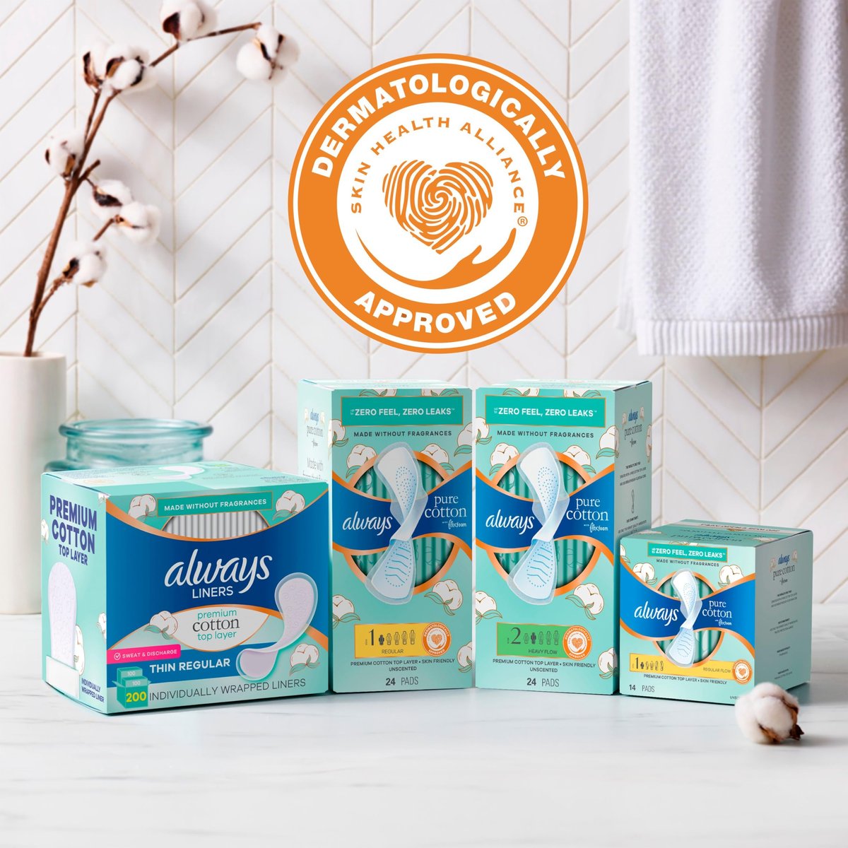 Always Panty Liners für Damen – Premium Baumwoll-Slipeinlagen, 200 Stück