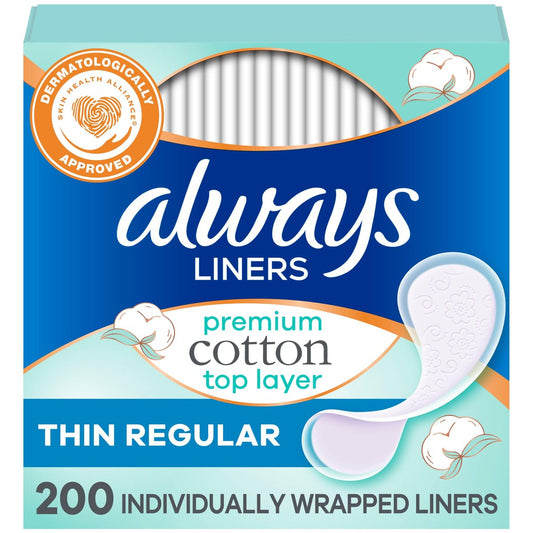 Always Panty Liners für Damen – Premium Baumwoll-Slipeinlagen, 200 Stück