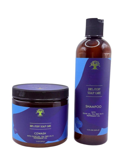 Dry & Itchy Scalp Care Co-Wash (16 oz) & Shampoo (12 oz) Duo – Mit Olivenöl, Pfefferminze & Teebaumöl – Lindert Schuppen, Flocken & Reizungen