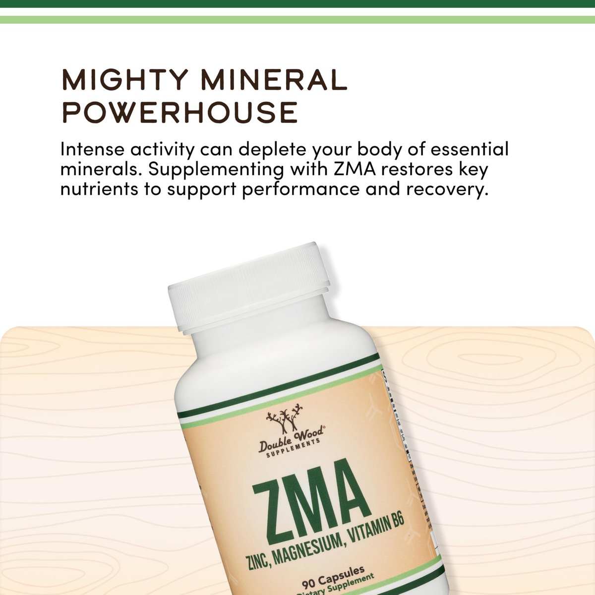 ZMA Supplement für Männer und Frauen (Über 100% des Tagesbedarfs an Zink, Magnesiumaspartat, Vitamin B6) 501 mg, 90 Kapseln für Erholung und aktiven Lebensstil von Double Wood Supplements