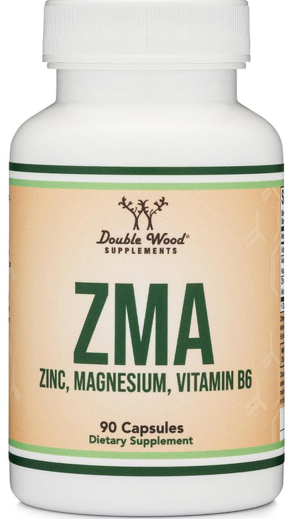 ZMA Supplement für Männer und Frauen (Über 100% des Tagesbedarfs an Zink, Magnesiumaspartat, Vitamin B6) 501 mg, 90 Kapseln für Erholung und aktiven Lebensstil von Double Wood Supplements