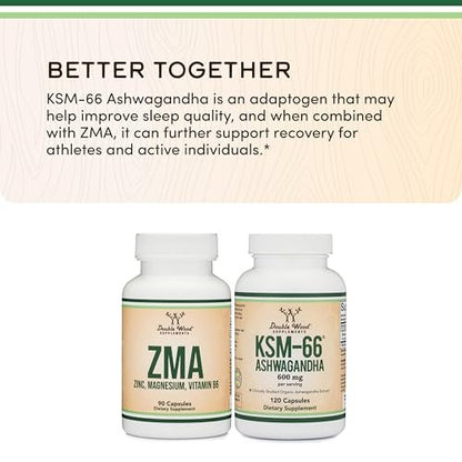 ZMA Supplement für Männer und Frauen (Über 100% des Tagesbedarfs an Zink, Magnesiumaspartat, Vitamin B6) 501 mg, 90 Kapseln für Erholung und aktiven Lebensstil von Double Wood Supplements