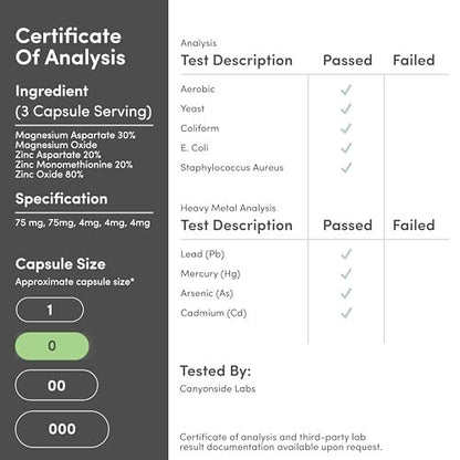 ZMA Supplement für Männer und Frauen (Über 100% des Tagesbedarfs an Zink, Magnesiumaspartat, Vitamin B6) 501 mg, 90 Kapseln für Erholung und aktiven Lebensstil von Double Wood Supplements