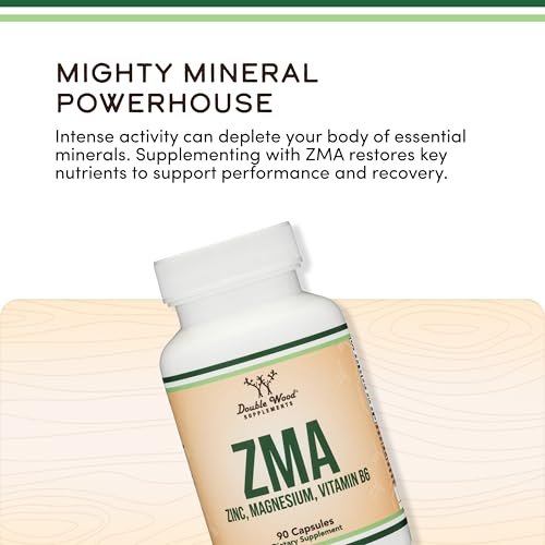 ZMA Supplement für Männer und Frauen (Über 100% des Tagesbedarfs an Zink, Magnesiumaspartat, Vitamin B6) 501 mg, 90 Kapseln für Erholung und aktiven Lebensstil von Double Wood Supplements
