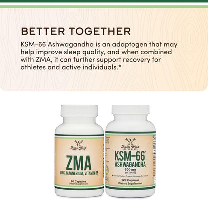 ZMA Supplement für Männer und Frauen (Über 100% des Tagesbedarfs an Zink, Magnesiumaspartat, Vitamin B6) 501 mg, 90 Kapseln für Erholung und aktiven Lebensstil von Double Wood Supplements