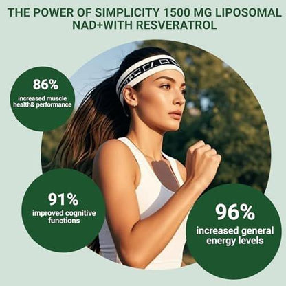 Ncduyde NAD+ Supplement, Liposomales NAD Nicotinamid-Ribosid Resveratrol 1500 mg - Anti-Aging & Gehirngesundheit, Energie steigern - Speziell für Frauen und Männer, 120 Kapseln