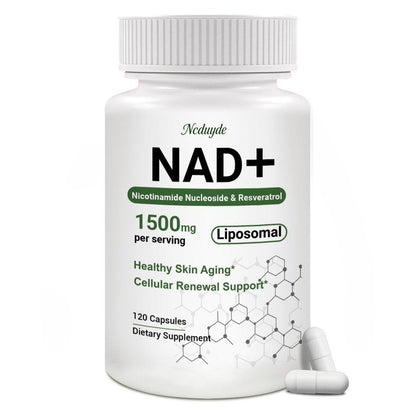 Ncduyde NAD+ Supplement, Liposomales NAD Nicotinamid-Ribosid Resveratrol 1500 mg - Anti-Aging & Gehirngesundheit, Energie steigern - Speziell für Frauen und Männer, 120 Kapseln