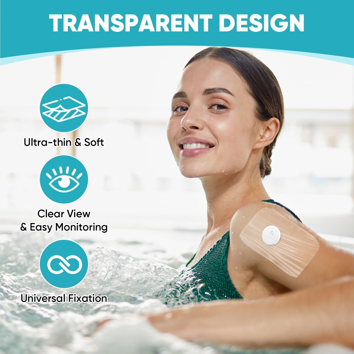 40 Stück transparente Wundauflage 4" x 4.75", wasserdichte Pflaster zum Schwimmen, nach Operationen, Duschen, Wunden, Tattoo-Nachsorge, Klebepflaster für CGM, Insulinpumpe