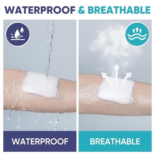 40 Stück transparente Wundauflage 4" x 4.75", wasserdichte Pflaster zum Schwimmen, nach Operationen, Duschen, Wunden, Tattoo-Nachsorge, Klebepflaster für CGM, Insulinpumpe