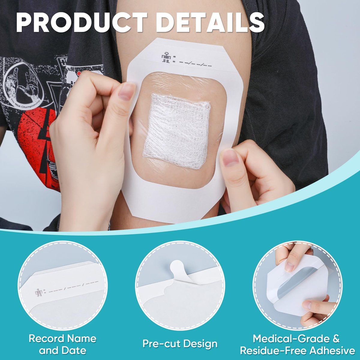 40 Stück transparente Wundauflage 4" x 4.75", wasserdichte Pflaster zum Schwimmen, nach Operationen, Duschen, Wunden, Tattoo-Nachsorge, Klebepflaster für CGM, Insulinpumpe
