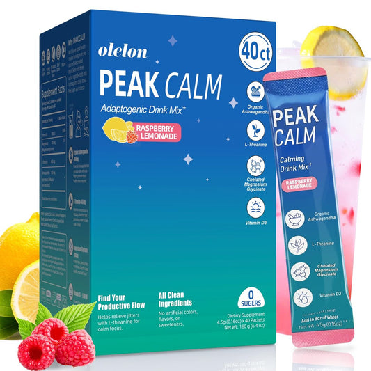 40 Portionen Super Cortisol Calm Drink mit Magnesiumglycinat, Ashwagandha, L-Theanin & Vitamin D3 | Magnesiumglycinat-Pulver für Entspannung, Fokus & Schlafunterstützung | Himbeer-Zitronen-Limonade | Ohne Zucker