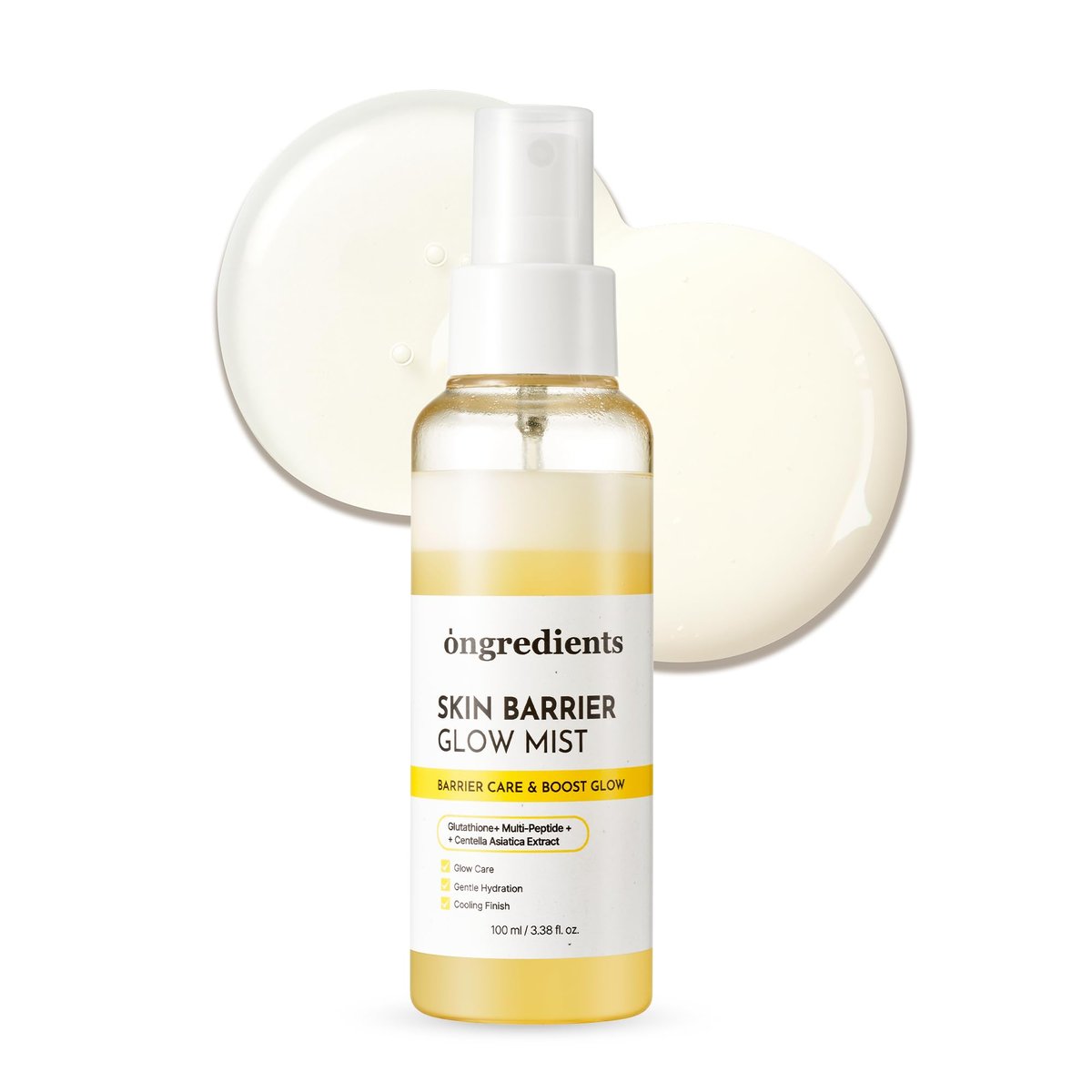 ONGREDIENTS Skin Barrier Glow Mist – Zweischichtiger Gesichtsnebel mit 98% reinem Glutathion, Multi-Peptiden und Centella für trockene und empfindliche Haut, koreanische Hautpflege, 100 ml