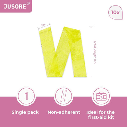 JUSORE Xeroform Petrolatum-Dressing 1" x 8" – 10 Stück nicht haftende Mullkissen, weiches Feingaze-Pflaster für Wundversorgung, Verbrennungen, Schürfwunden, Hauttransplantate und chirurgische Schnitte, 10 Einzelpackungen