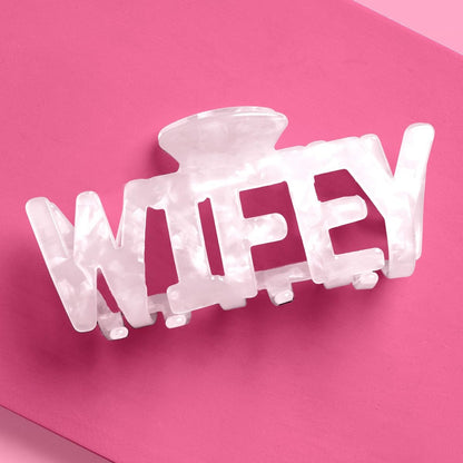 xo, Fetti Wifey Claw Haarspange - Weißer Marmor Acryl | Junggesellinnen-Accessoire, Brautgeschenk, Brautparty, Hochzeitstag, Braut in spe