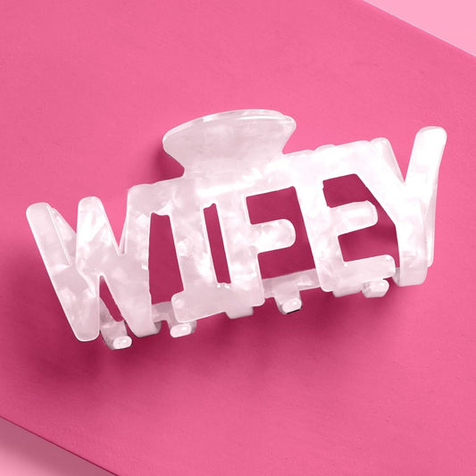 xo, Fetti Wifey Claw Haarspange - Weißer Marmor Acryl | Junggesellinnen-Accessoire, Brautgeschenk, Brautparty, Hochzeitstag, Braut in spe