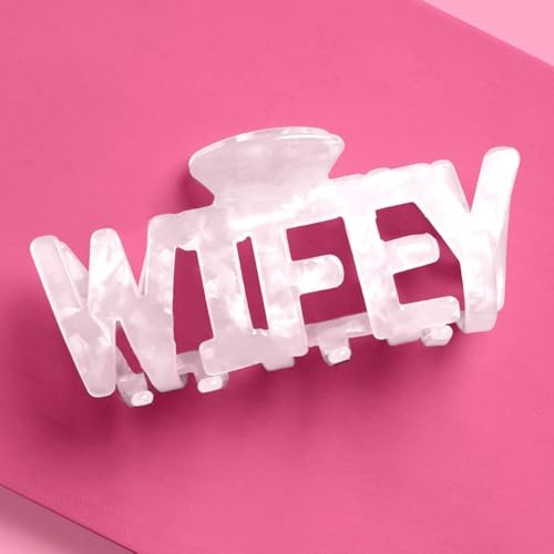 xo, Fetti Wifey Claw Haarspange - Weißer Marmor Acryl | Junggesellinnen-Accessoire, Brautgeschenk, Brautparty, Hochzeitstag, Braut in spe