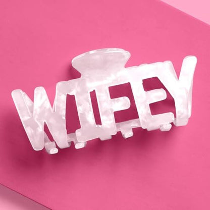 xo, Fetti Wifey Claw Haarspange - Weißer Marmor Acryl | Junggesellinnen-Accessoire, Brautgeschenk, Brautparty, Hochzeitstag, Braut in spe