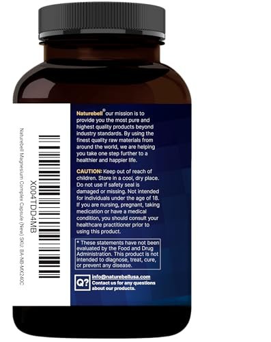 NatureBell 12-in-1 Magnesium Komplex 1000mg, 4-Monate Vorrat – Magnesiumglycinat, Citrat, Taurat, Malat & mehr – Hochabsorbierend für Männer & Frauen – Chelatiert & Gereinigt – 240 Kapseln