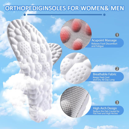 DWTWLE 4D Cloud Einlegesohlen für Herren – Memory Foam, Superweich, Anti-Ermüdung, Stoßdämpfung, Fußschmerzlinderung (Grau, US 14-14.5)