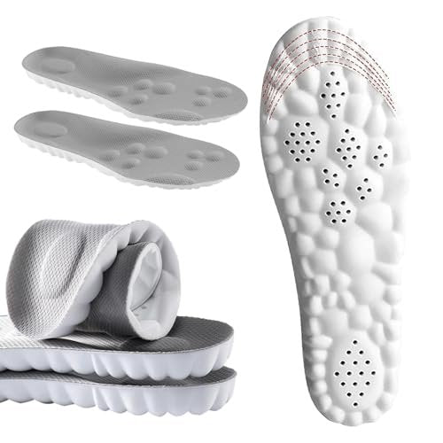 DWTWLE 4D Cloud Einlegesohlen für Herren – Memory Foam, Superweich, Anti-Ermüdung, Stoßdämpfung, Fußschmerzlinderung (Grau, US 14-14.5)
