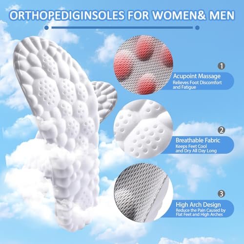 DWTWLE 4D Cloud Einlegesohlen für Herren – Memory Foam, Superweich, Anti-Ermüdung, Stoßdämpfung, Fußschmerzlinderung (Grau, US 14-14.5)