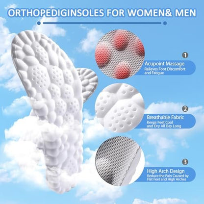 DWTWLE 4D Cloud Einlegesohlen für Herren – Memory Foam, Superweich, Anti-Ermüdung, Stoßdämpfung, Fußschmerzlinderung (Grau, US 14-14.5)