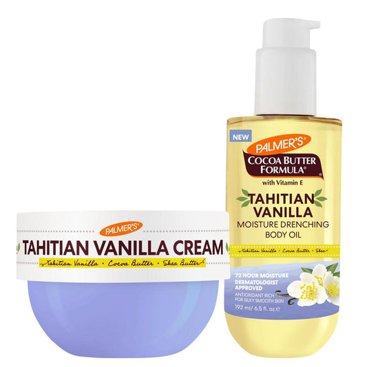 Palmer's Cocoa Butter Formula Glow & Hydrate Set – Feuchtigkeitsspendende Tahitian Vanille Body Cream (250 g) + Shimmer Body Oil (150 ml) – Pflegt & glättet für strahlende Haut