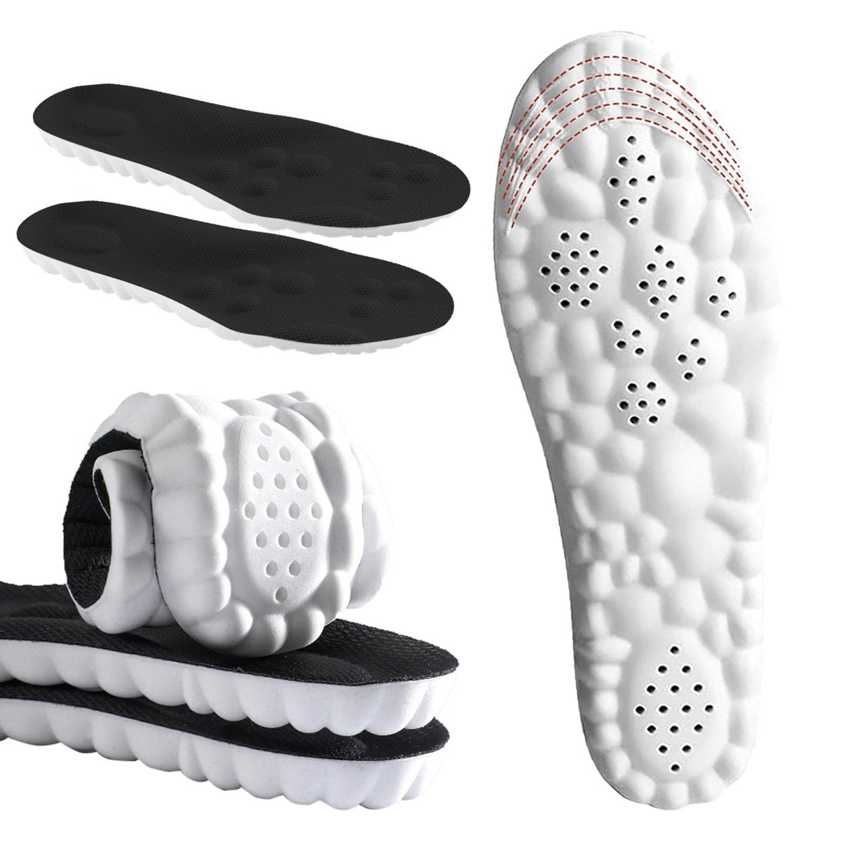 DWTWLE 4D Cloud Einlegesohlen für Herren – Memory Foam, Superweich, Anti-Ermüdung, Stoßdämpfung, Fußschmerzlinderung (Schwarz, US 14–14.5)