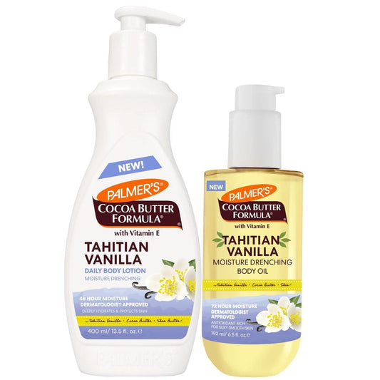 Palmer's Cocoa Butter Formula Glow & Hydrate Bundle mit Tahitian Vanille Body Lotion (400 ml) + Body Oil (200 ml) – Feuchtigkeitsspendende Körperpflege für strahlende, geschmeidige Haut
