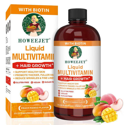 Flüssiges Multivitamin für Haarwachstum | Biotin 10000mcg | Haar- & Hautpflege-Supplement | Klinisch getestet für dichteres Haar & Hautelastizität | Geeignet für Frauen & Männer ab 18 Jahren | 15,22 Fl Oz (1)