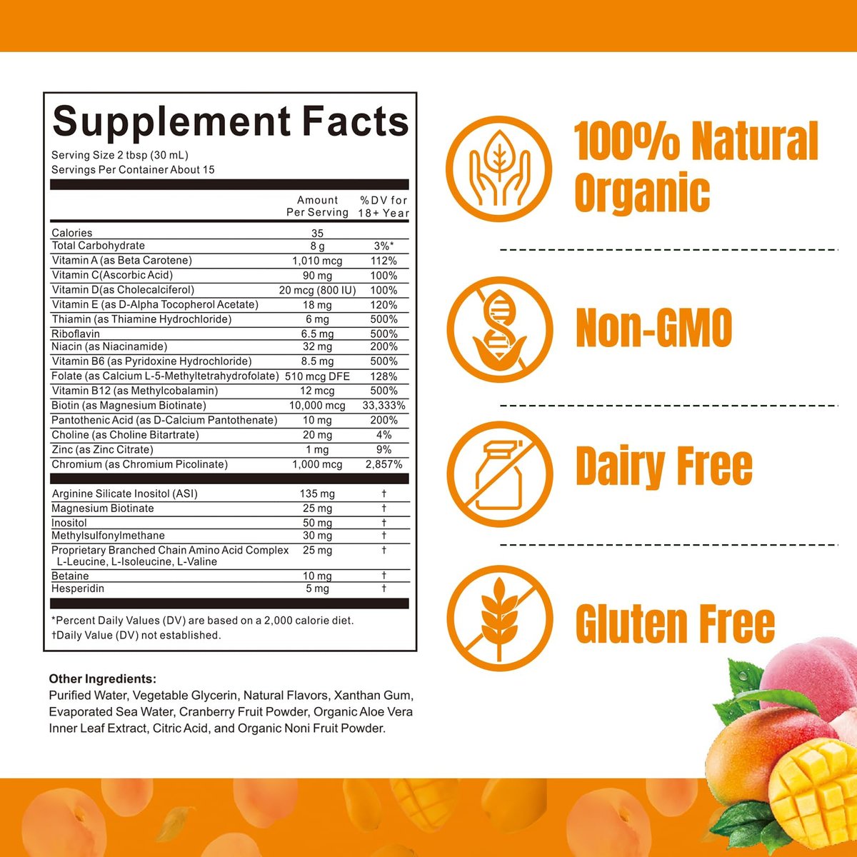 Flüssiges Multivitamin für Haarwachstum | Biotin 10000mcg | Haar- & Hautpflege-Supplement | Klinisch getestet für dichteres Haar & Hautelastizität | Geeignet für Frauen & Männer ab 18 Jahren | 15,22 Fl Oz (1)