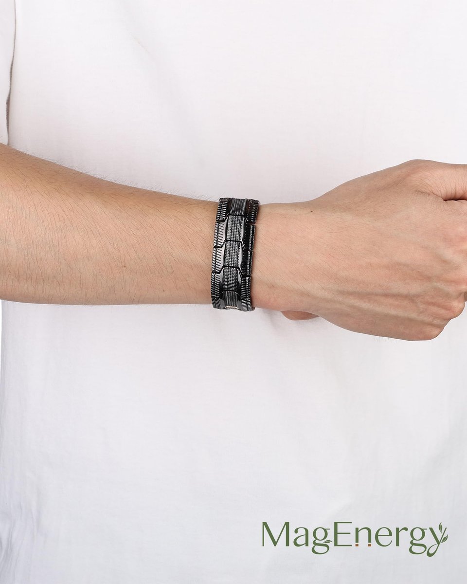 MagEnergy Kupferarmband für Herren – 3-fach magnetisches Armband mit 99,99 % reinem Kupferring & 3500 Gauss Magneten, verstellbare Länge mit Größenbestimmungswerkzeug