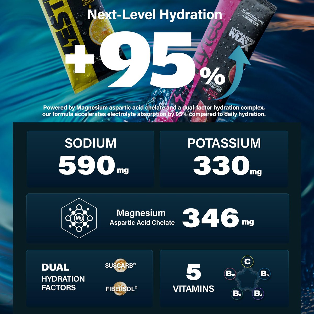 ZestLytes 40 Sticks Sport Hydration – Zuckerfreie Elektrolyt-Päckchen mit hohem Natriumgehalt, Elektrolyt-Pulver-Mix, Geschmacksrichtungen Salty Watermelon, Raspberry, Lemon, Orange